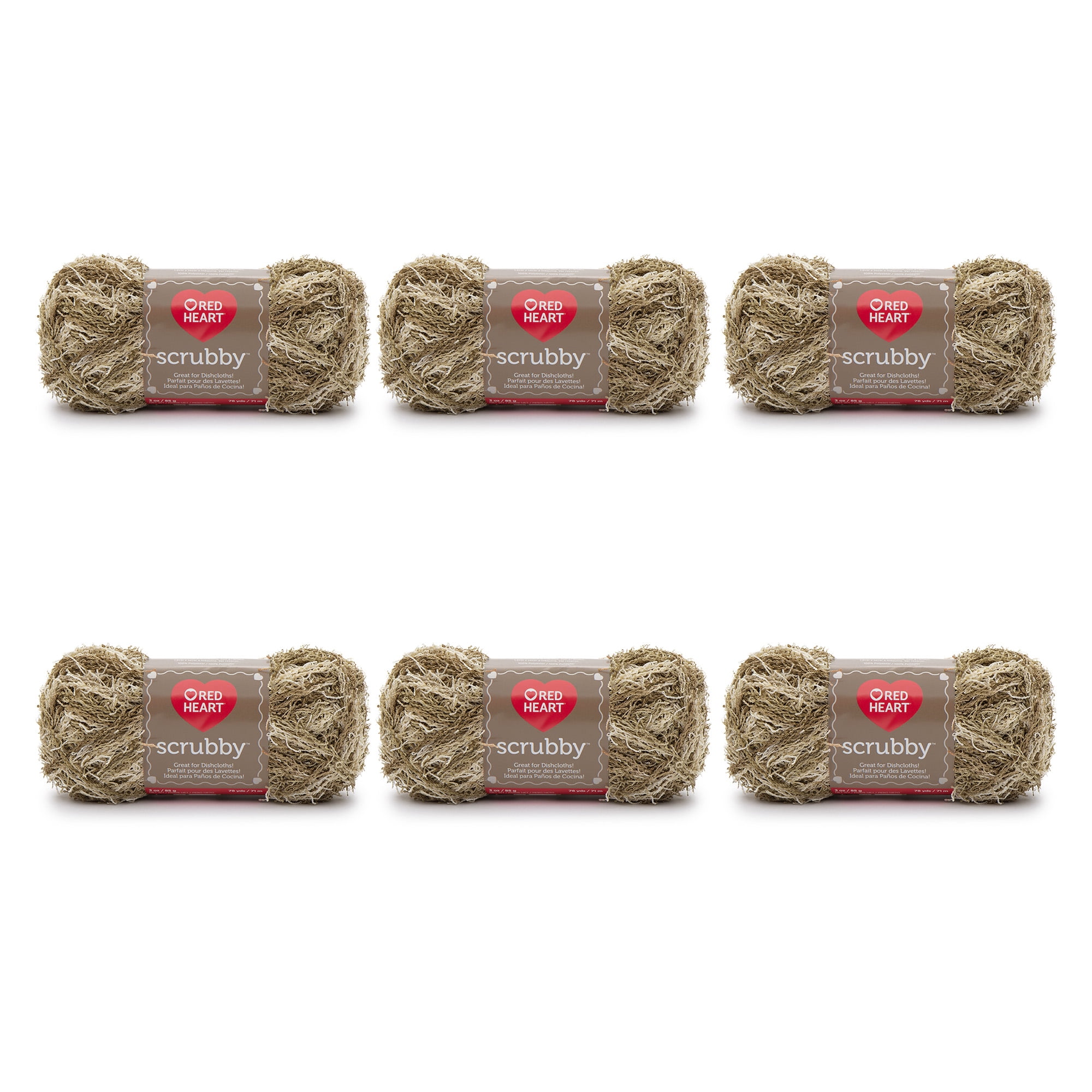 Red Heart Scrubby 4 Medium Polyester Yarn, Almond 3oz/85g, 78 Yards (6 Pack)