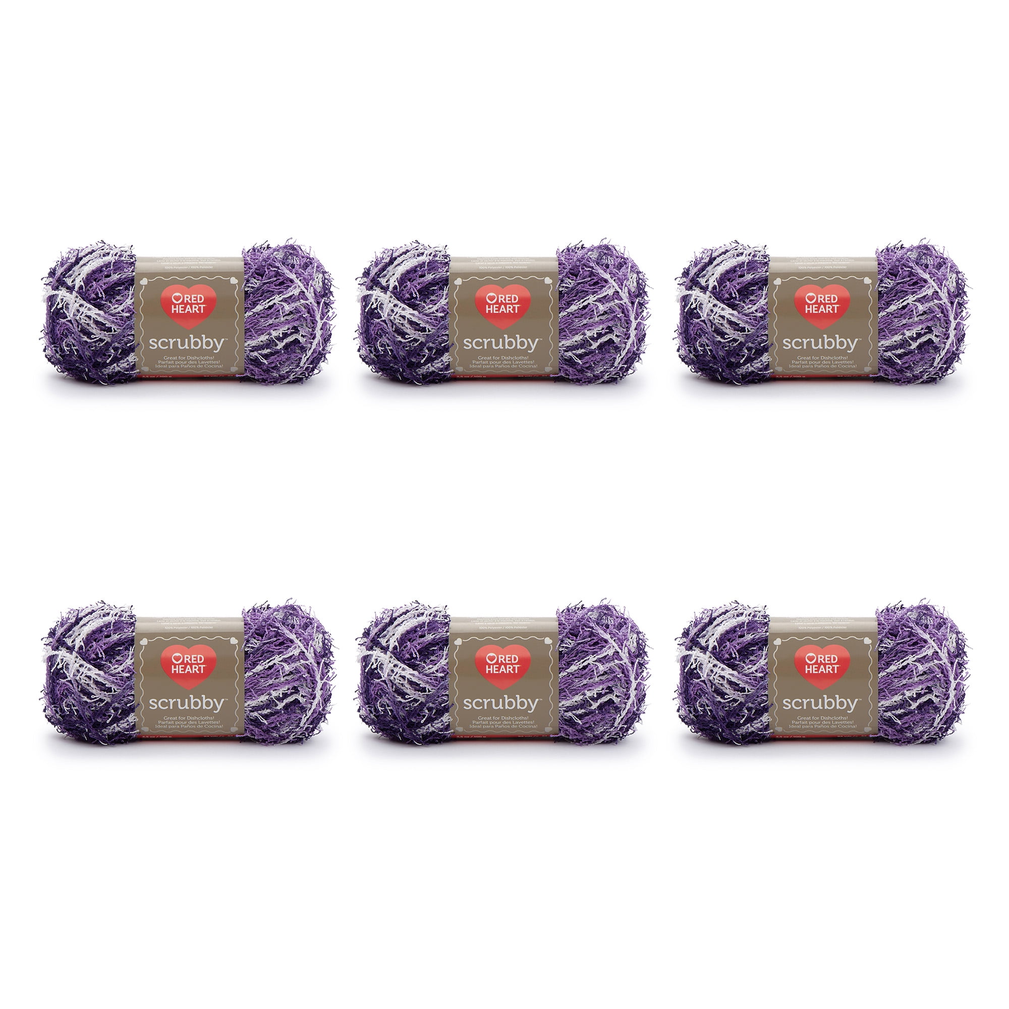 Red Heart Scrubby 4 Medium Polyester Yarn, Jelly 3oz/85g, 78 Yards (6 Pack)