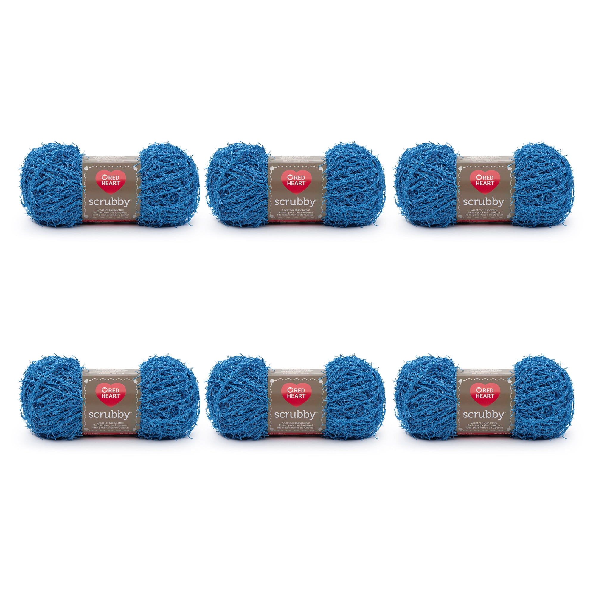 Red Heart Scrubby 4 Medium Polyester Yarn, Ocean 3.5oz/100g, 92 Yards (6 Pack)
