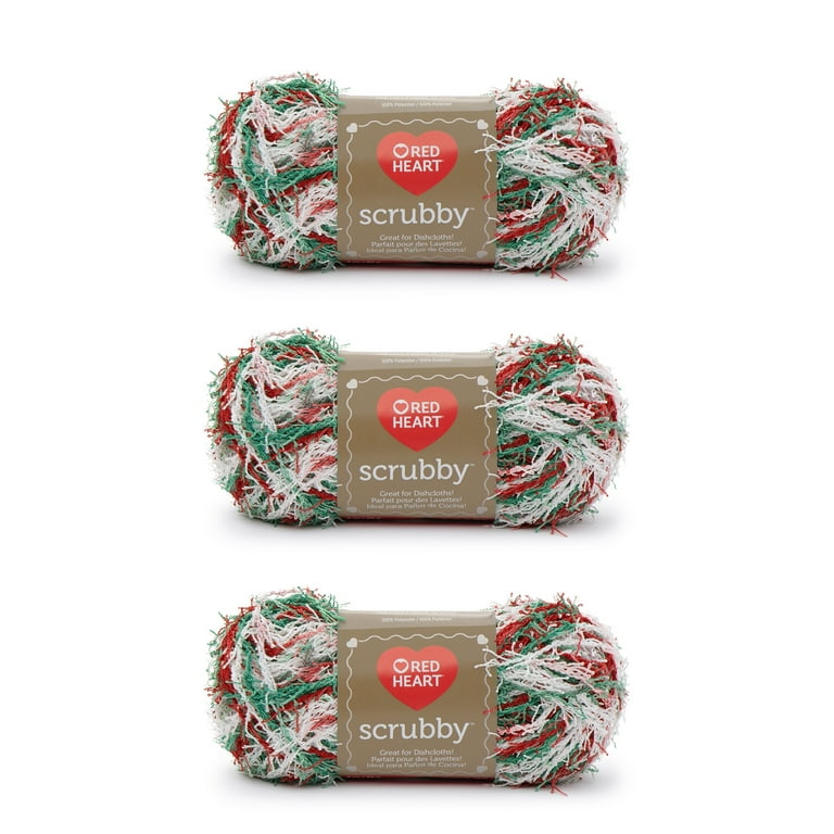 Red Heart Scrubby Jolly Yarn - 3 Pack of 85g/3oz - Polyester - 4