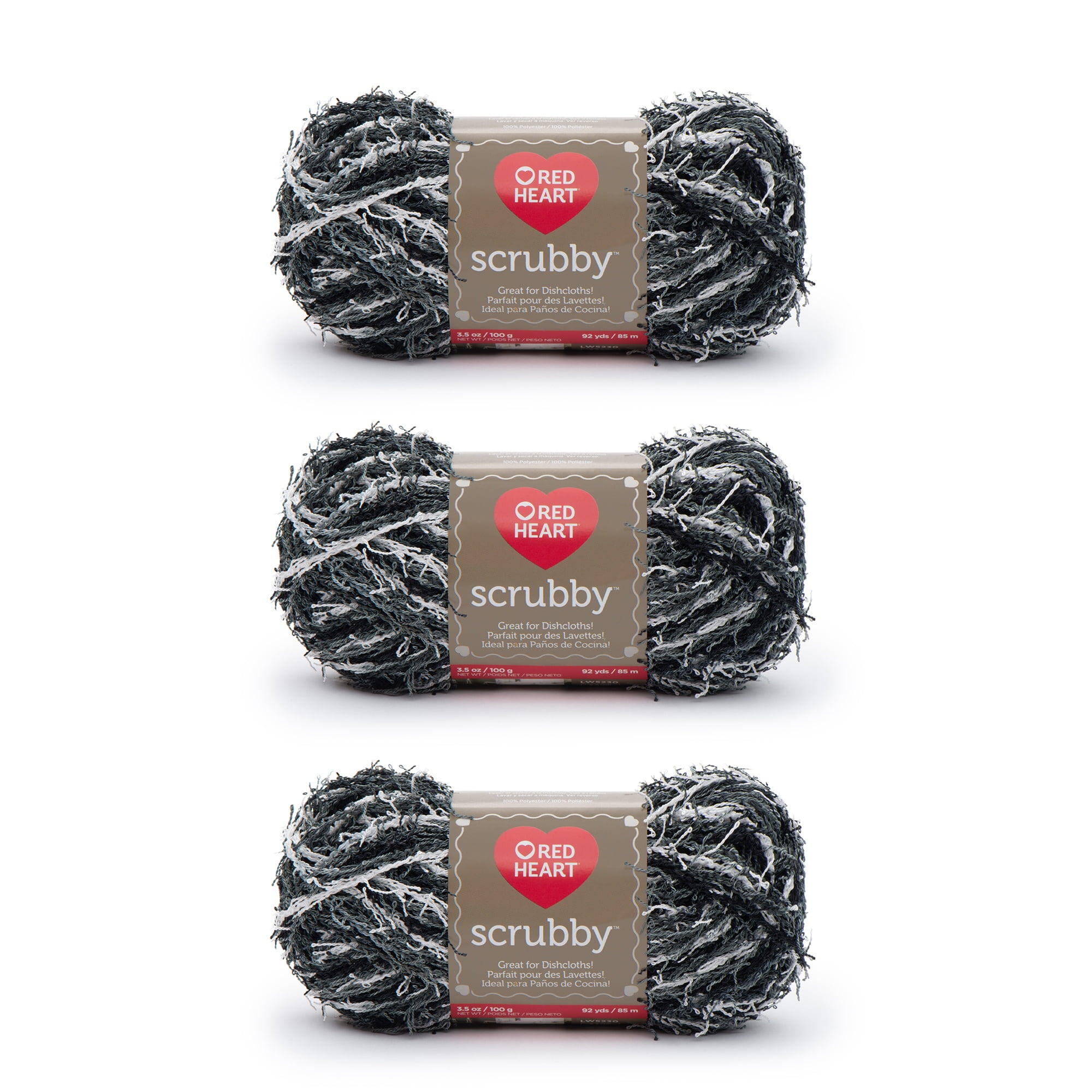 Red Heart Super Saver Metallic Light Gray Yarn - 3 Pack of 5oz/142g -  Acrylic - 4 Medium (Worsted) - 255 Yards - Knitting/Crochet