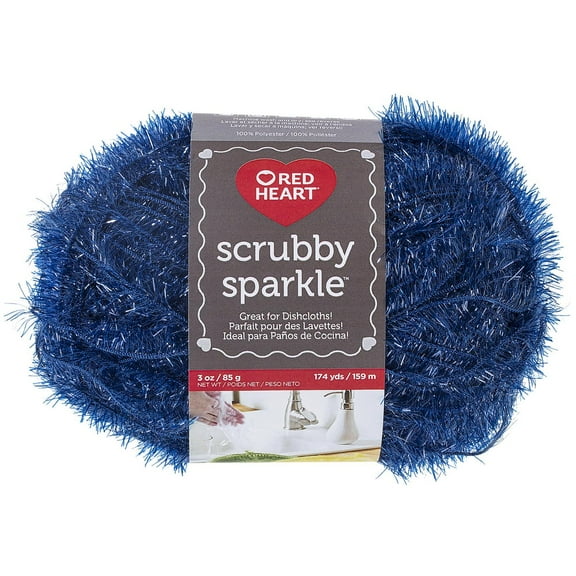 Red Heart® Scrubby Sparkle™ 4 Worsted (Medium) Polyester Yarn, Blueberry 3oz/85g 174 Yards