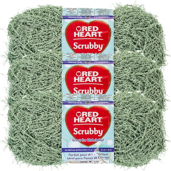 Red Heart Scrubby Yarn-Green Tea, Multipack Of 3