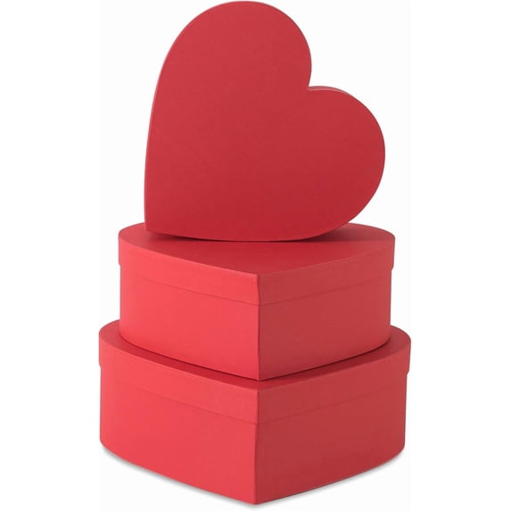 Red Heart Shaped Gift Boxes with Lids: Set of 3 Cardboard Heart Shaped Boxes for Flowers, Chocolates, and Presents, Large Gift Box for Flower Arrangements and Valentine’s Day Gifts