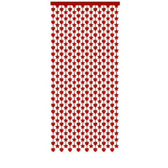 Red Heart Shaped Rain Curtain, 2-Piece Valentine'S Day Party Backdrop Decor, Plastic Door Curtain For Wall, Window, Party Background, Festive Decoration