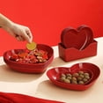thumbnail image 1 of Red Heart Shaped Serving Plates Set of 5 with Base, Plastic Dessert Display Trays for Valentine's Day Party, 15x13cm Cake Snack Fruit Platters, Stackable Party Supplies, 1 of 6