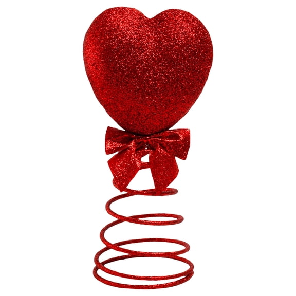 Red Heart-Shaped Spring Ornament,Spring Tree Topper Ornament Creative Indoor Atmosphere Decoration Heart Shaped Decor with Flexible Spring Festive Home Accent for Living Room Bedroom Tabletop