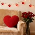 thumbnail image 1 of Red Heart Shaped Throw Pillow Decorative Love Cushion for Valentine's Day Gift Romantic Home Decor Sofa Bed Accent(Red-A), 1 of 6