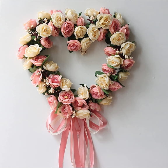 Red Heart Shaped Valentine's Wreath 13.7 Inch