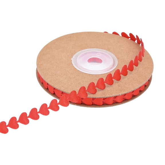 Red Heart-Shaped Wavy Ribbon For Bouquet Decoration, 10M Polyester Satin Ribbon For Gift Wrapping, Diy Crafts, And Floral Arrangements