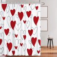 thumbnail image 1 of Red Heart Shower Curtain, Polka Dot Sweethearts Love Valentine''s Day Line Heart Bathroom Fabric Shower Curtain Sets for Bathroom with 12 Hooks 72"x72" Love Heart Shower Curtain Sets, 1 of 7