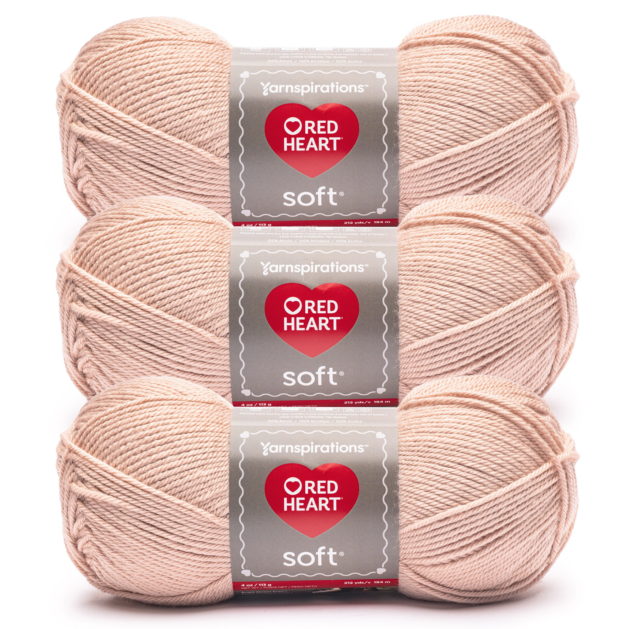 Red Heart® Soft™ #4 Worsted (Medium) Acrylic Yarn, Blossom 5oz/142g 256 Yards (3 Pack)