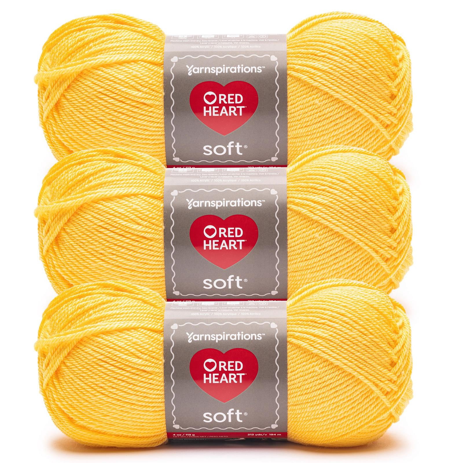 Red Heart® Soft™ #4 Worsted (Medium) Acrylic Yarn, Daffodil 5oz/142g 256 Yards (3 Pack)
