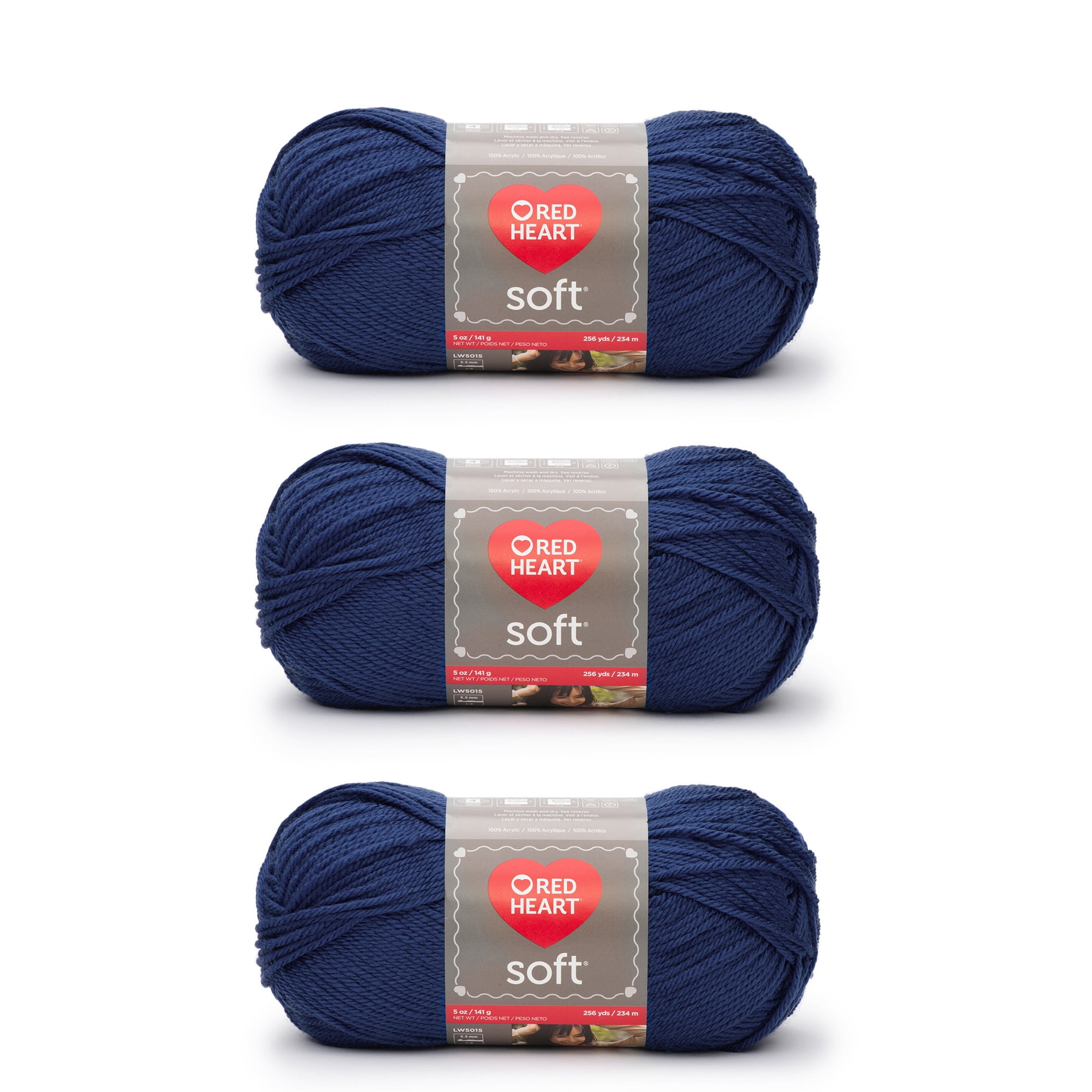 Red Heart® Soft™ #4 Worsted (Medium) Acrylic Yarn, Royal Blue 5oz/142g 256 Yards (3 Pack)