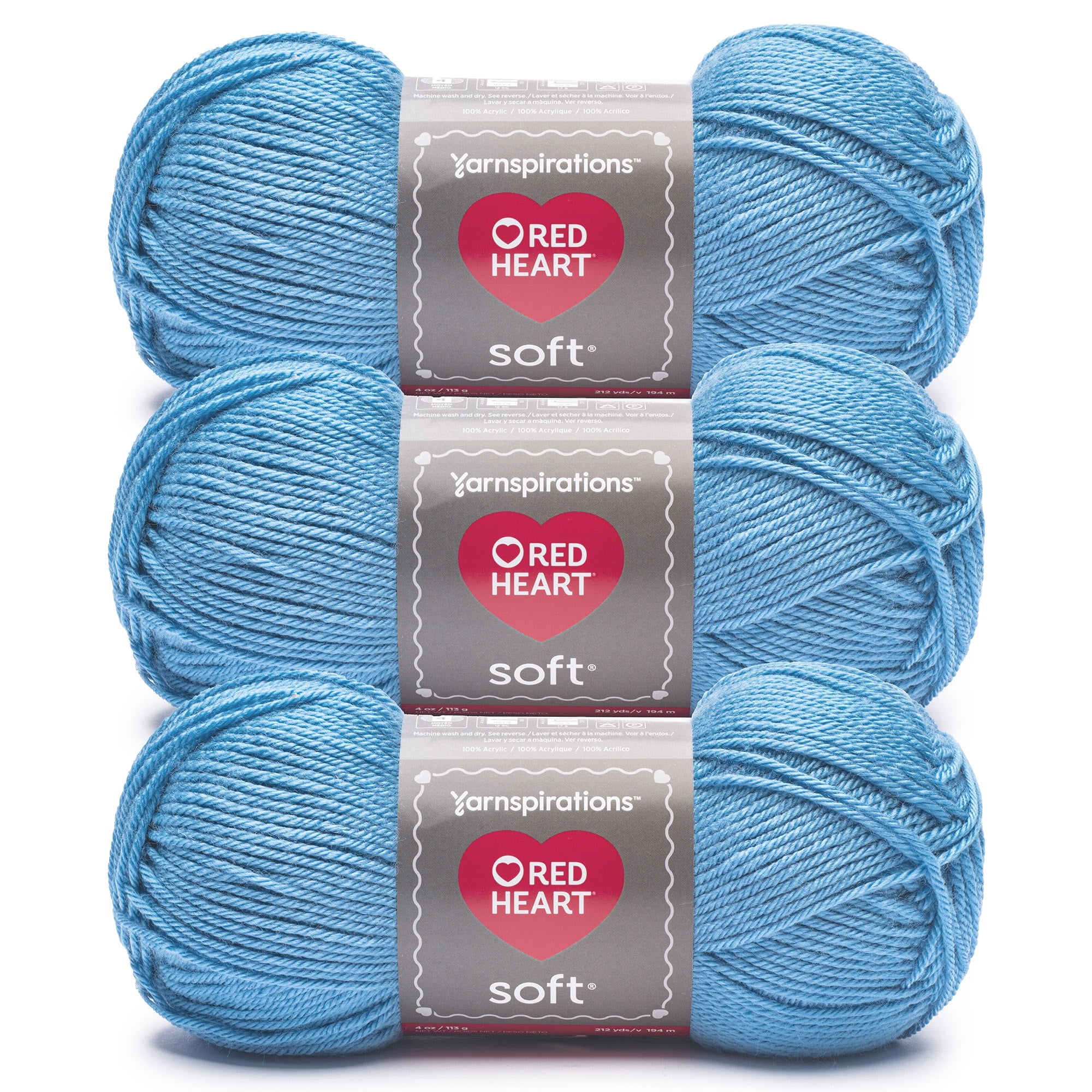 Red Heart® Soft™ #4 Worsted (Medium) Acrylic Yarn, Sky 5oz/142g 256 Yards (3 Pack)