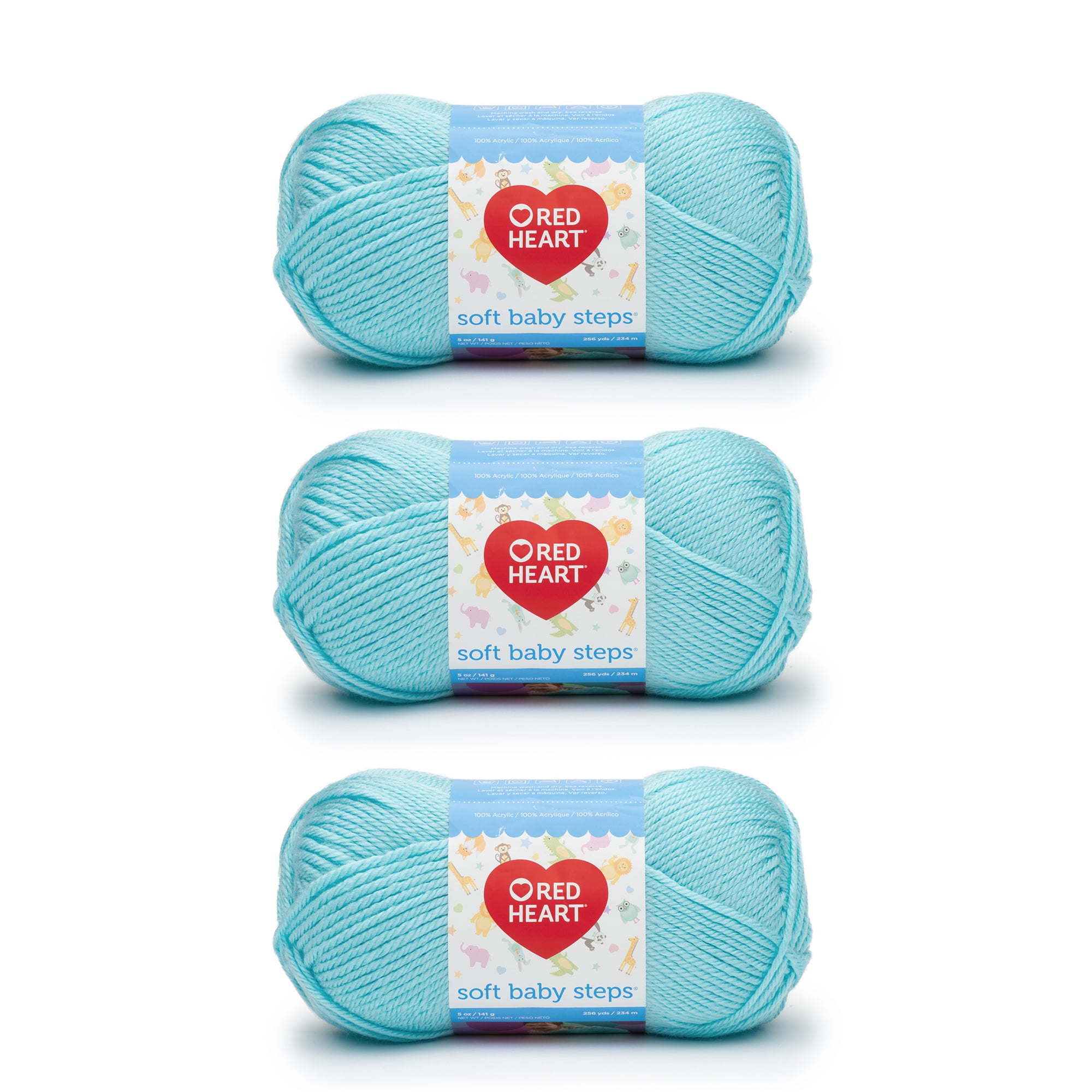 Red Heart Soft Baby Steps Aqua Yarn - 3 Pack of 141g/5oz - Acrylic - 4 Medium (Worsted) - 256 Yards - Knitting/Crochet