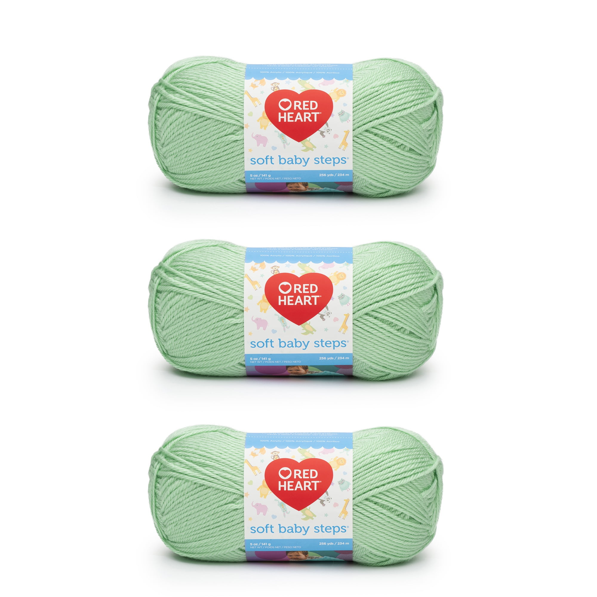 Red Heart Soft Baby Steps Baby Green Yarn - 3 Pack of 141g/5oz - Acrylic - 4 Medium (Worsted) - 256 Yards - Knitting/Crochet