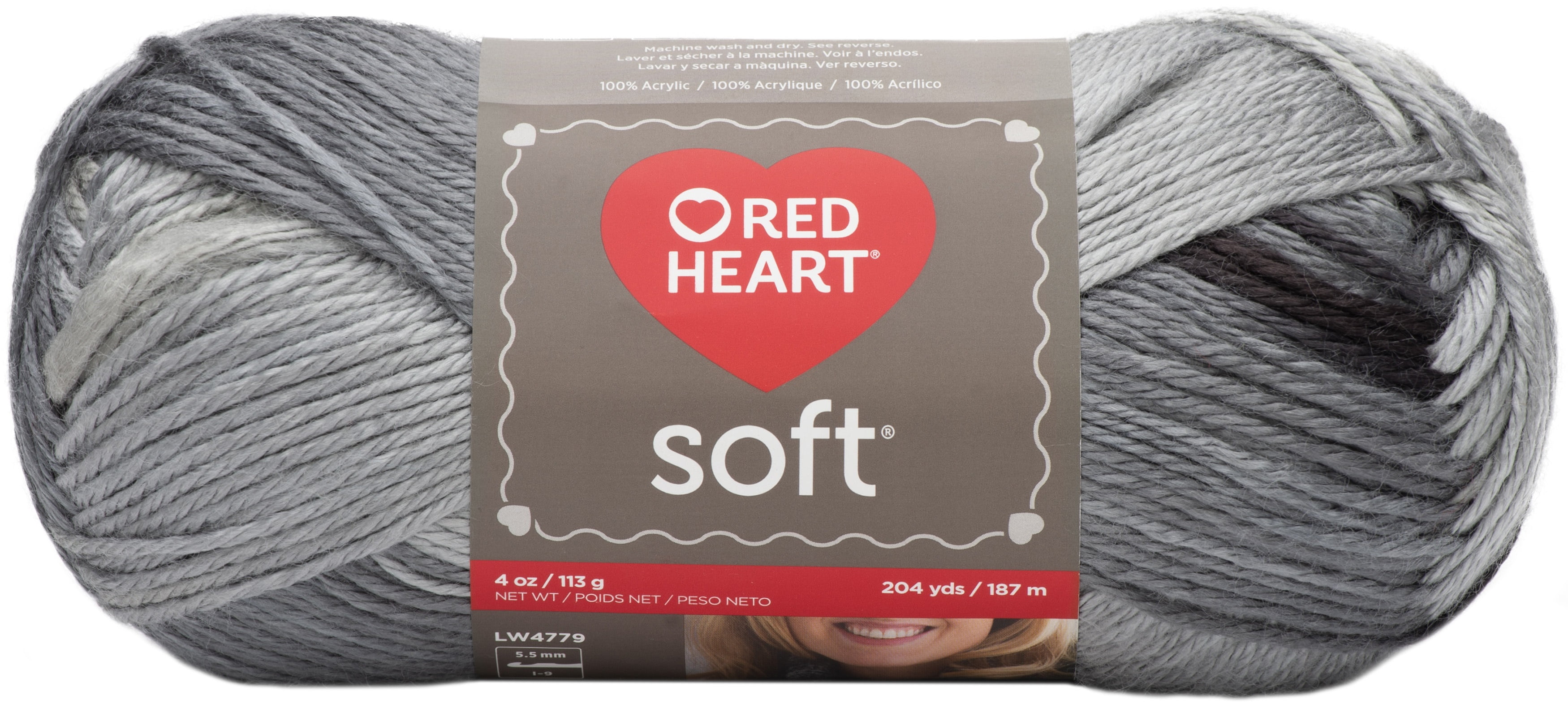 Red Heart Soft Grayscale Yarn - 3 Pack of 113g/4oz - Acrylic - 4 Medium (Worsted) - 256 Yards - Knitting/Crochet