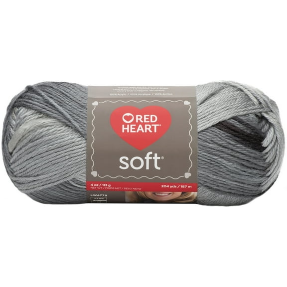 Red Heart Soft Grayscale Yarn - 3 Pack of 113g/4oz - Acrylic - 4 Medium (Worsted) - 256 Yards - Knitting/Crochet