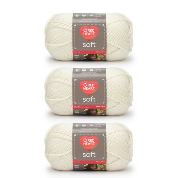 Red Heart Soft Off White Yarn - 3 Pack of 141g/5oz - Acrylic - 4 Medium (Worsted) - 256 Yards - Knitting/Crochet