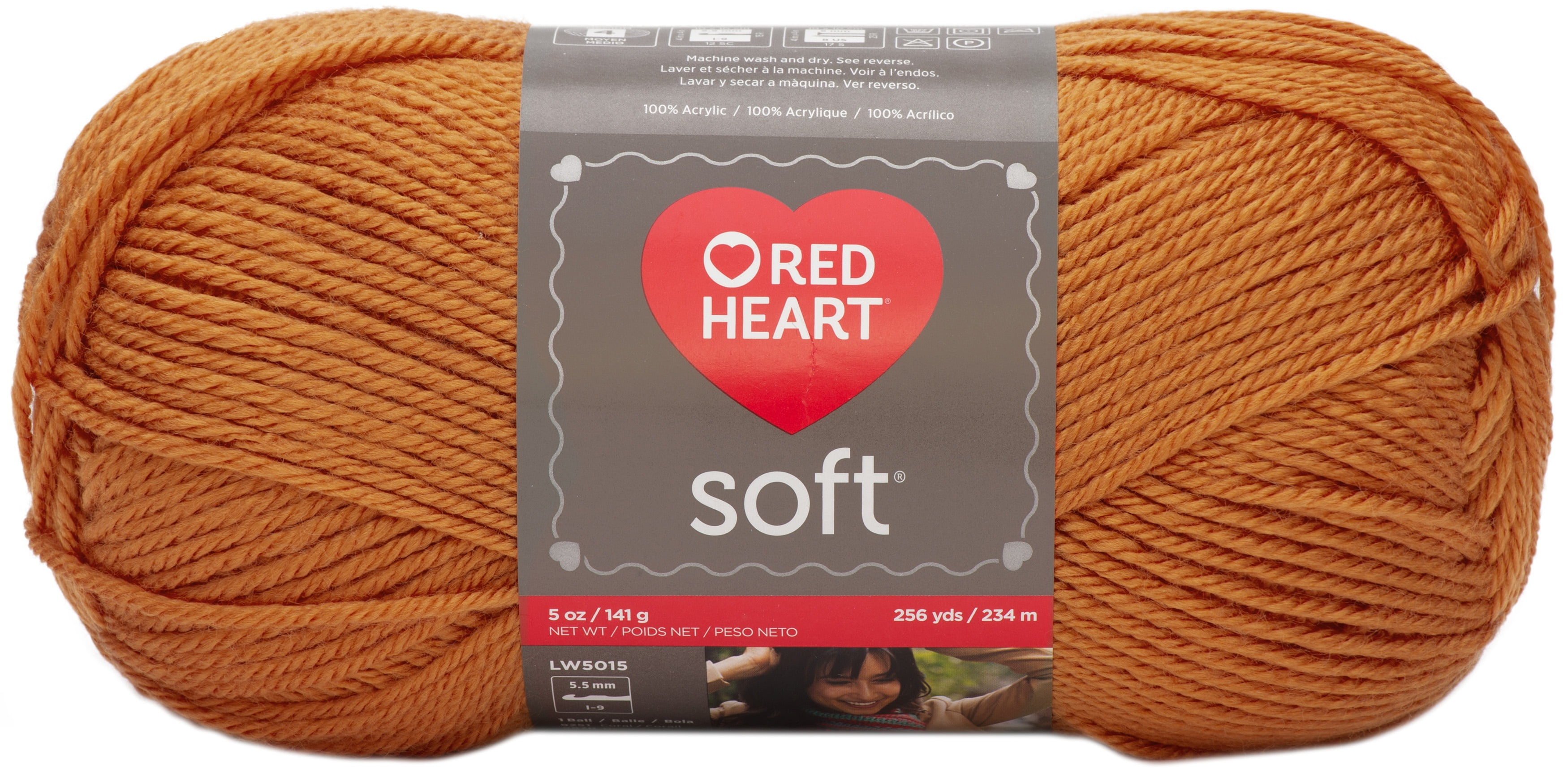 Red Heart Soft Tangerine Yarn - 3 Pack of 141g/5oz - Acrylic - 4 Medium (Worsted) - 256 Yards - Knitting/Crochet