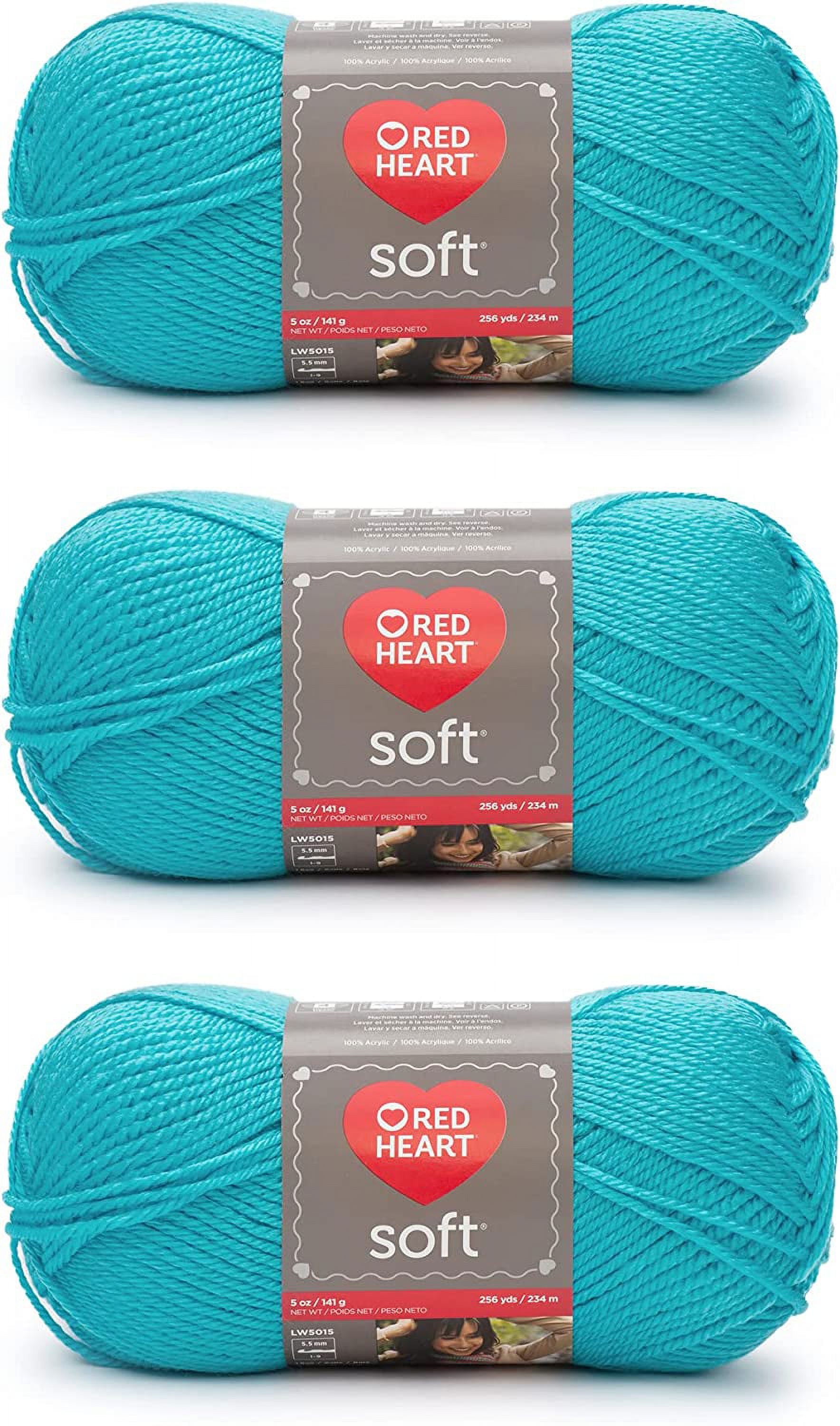 Red Heart Soft Turquoise Yarn - 3 Pack of 141g/5oz - Acrylic - 4 Medium (Worsted) - 256 Yards - Knitting/Crochet