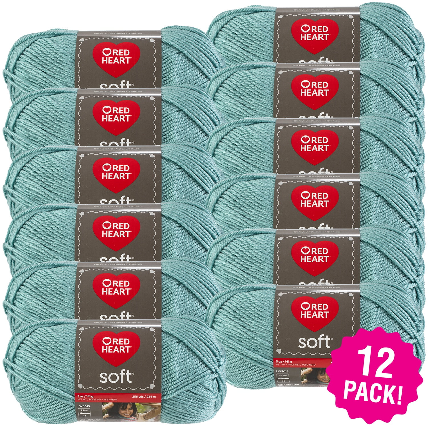 SPINRITE Multipack of 12 - Red Heart Soft Yarn-Seafoam