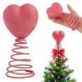 thumbnail image 1 of Red Heart with Spring Christmas Tree Top Star Ornament - Festive Tree Topper Decoration for Family , Eye-Catching Xmas Tree Top Decor for Christmas Celebration Supplies, 6.3*3.15in, Pink, 1 of 6