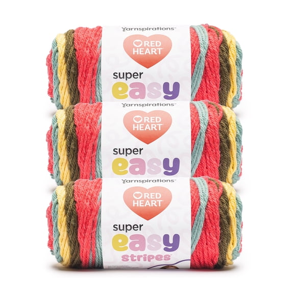 Red Heart® Super Easy™ #6 Super Bulky Acrylic Yarn, Garden Party 7oz/198g 189 Yards (3 Pack)