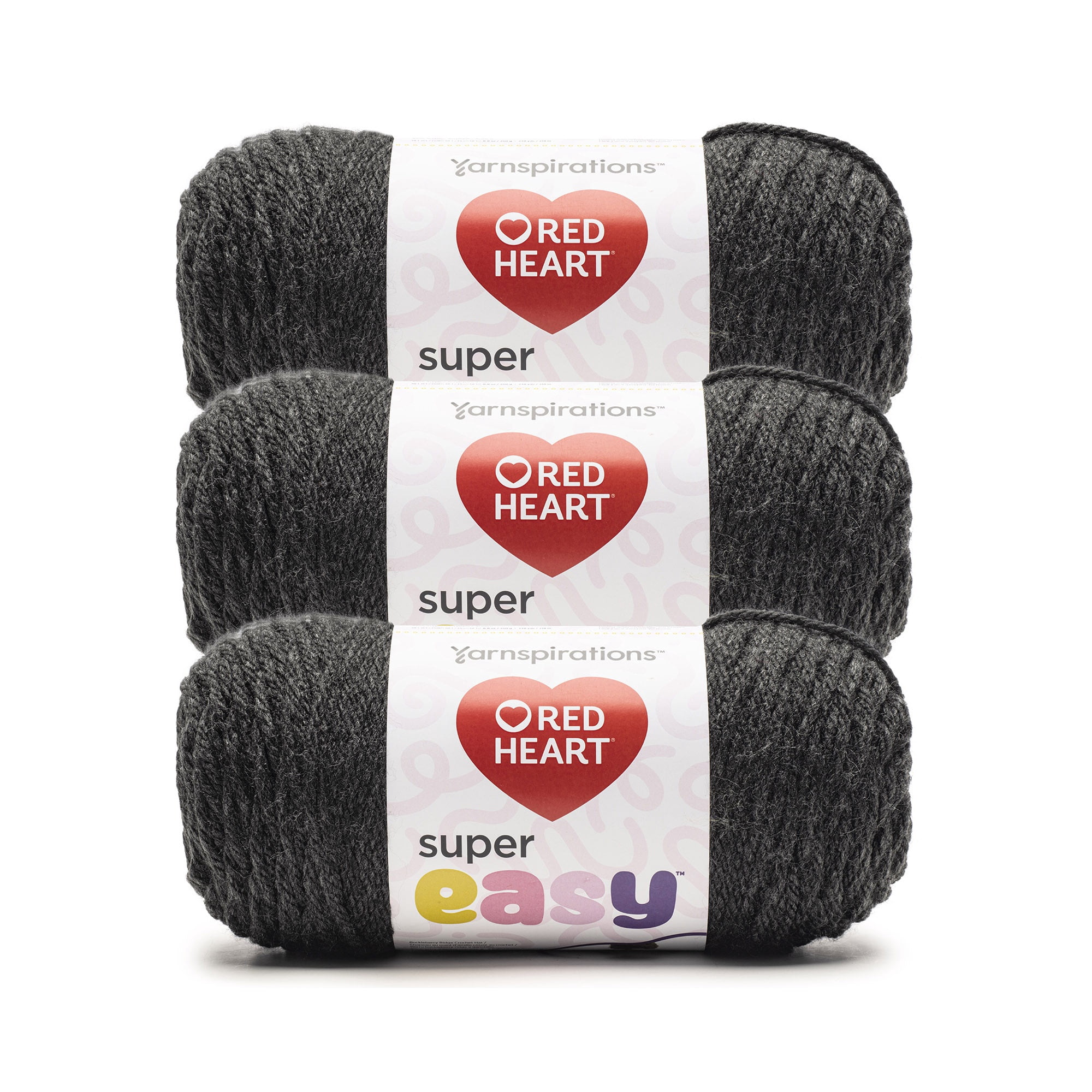 Red Heart® Super Easy™ #6 Super Bulky Acrylic Yarn, Gray Heather 8.8oz/250g 238 Yards (3 Pack)