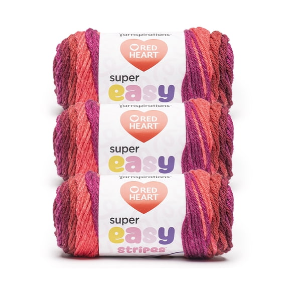 Red Heart® Super Easy™ #6 Super Bulky Acrylic Yarn, Raspberry Blush 7oz/198g 189 Yards (3 Pack)