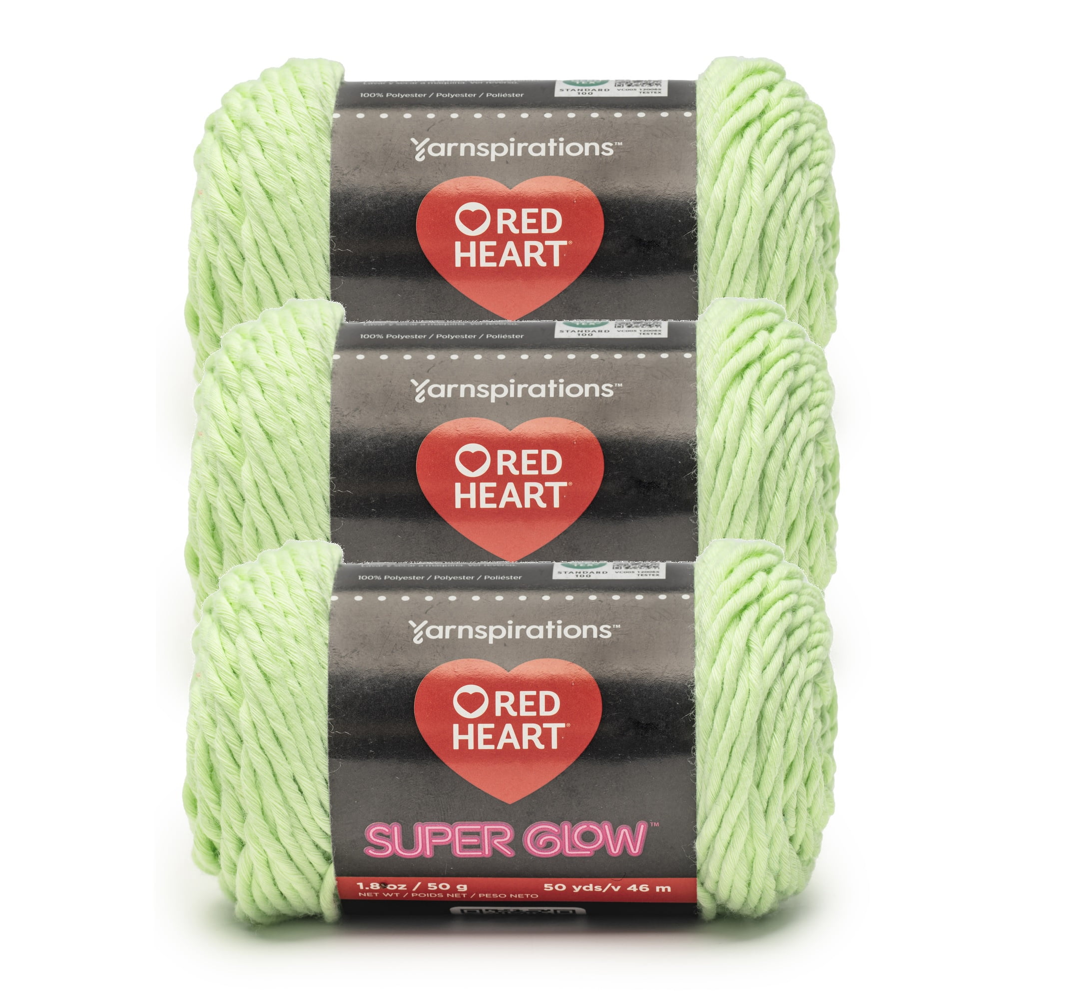 Red Heart® Super Glow™ #4 Polyester Yarn, Glow worm green 1.8oz/50g 50yd (3 Pk)