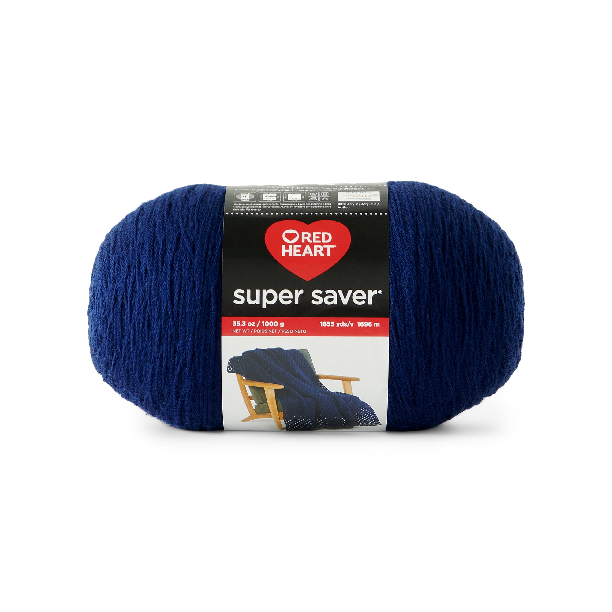 Red Heart® Super Saver® 1000G #4 Medium Acrylic Yarn, Soft Navy 35.3oz/1000g, 1855 Yards