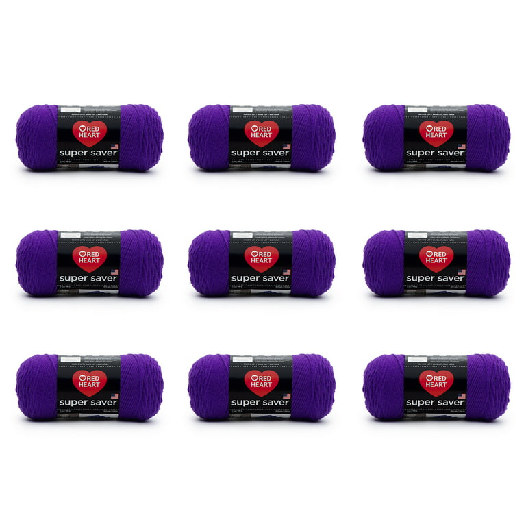 Red Heart® Super Saver® #4 Medium Acrylic Yarn, Amethyst 7oz/198g, 364  Yards (9 Pack)