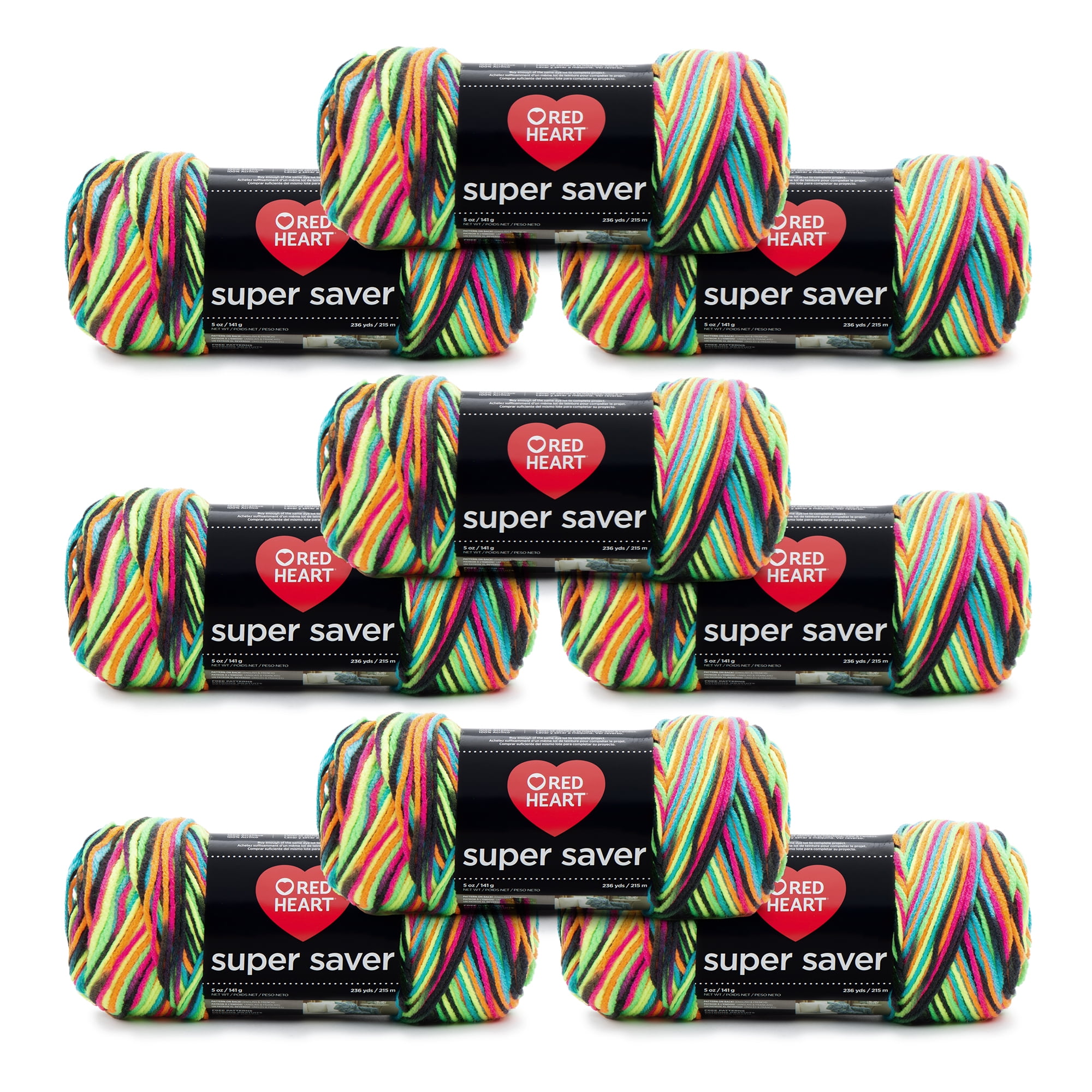 Red Heart® Super Saver® 4 Medium Acrylic Yarn, Blacklight 5oz/142g, 236 Yards (9 Pack