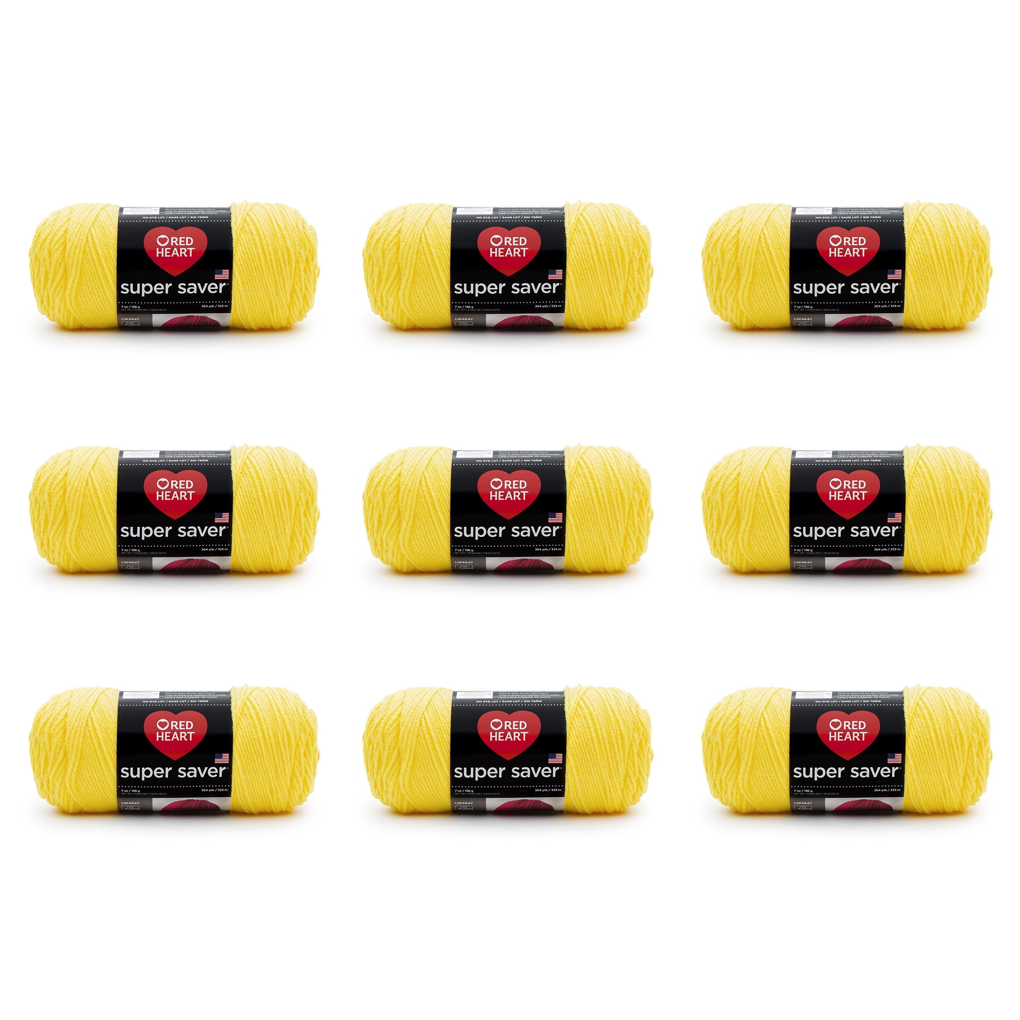 Red Heart Super Saver Yarn, Bright Yellow 0324, Medium 4 - 1 skein, 7 oz