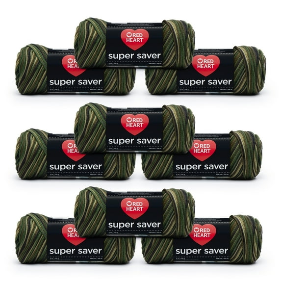 Red Heart® Super Saver® #4 Medium Acrylic Yarn, Camouflage 5oz/142g, 236 Yards (9 Pack)