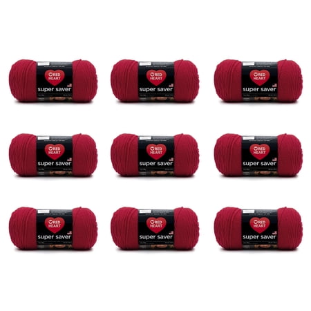 Red Heart® Super Saver® #4 Medium Acrylic Yarn, Cherry Red 7oz/198g, 364 Yards (9 Pack)