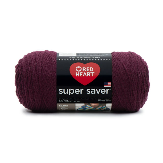 Red Heart Super SaverÂ® 4 Medium Acrylic Yarn, Claret 7oz/198g, 364 Yards