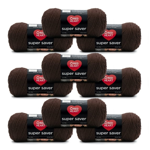Red Heart® Super Saver® #4 Medium Acrylic Yarn, Coffee 7oz/198g, 364 Yards (9 Pack)