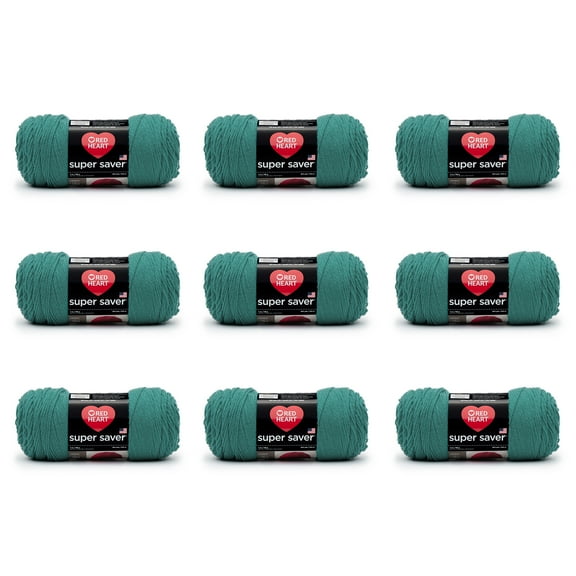 Red Heart® Super Saver® #4 Medium Acrylic Yarn, Jade 7oz/198g, 364 Yards (9 Pack)