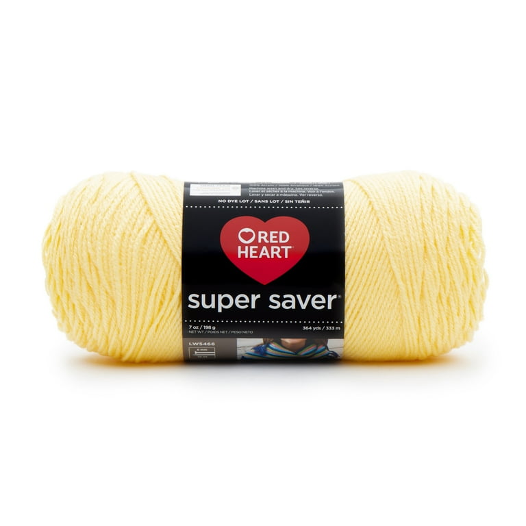 Red Heart Durable Super Saver 100% Acrylic Yarn, Lemon, 7oz
