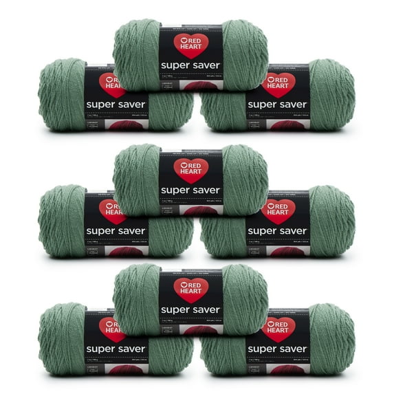 Red Heart® Super Saver® #4 Medium Acrylic Yarn, Light Sage 7oz/198g, 364 Yards (9 Pack)
