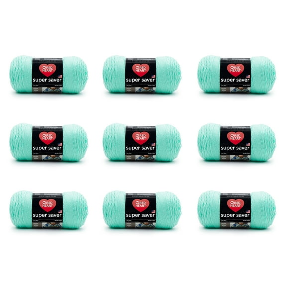 Red Heart® Super Saver® #4 Medium Acrylic Yarn, Minty 7oz/198g, 364 Yards (9 Pack)