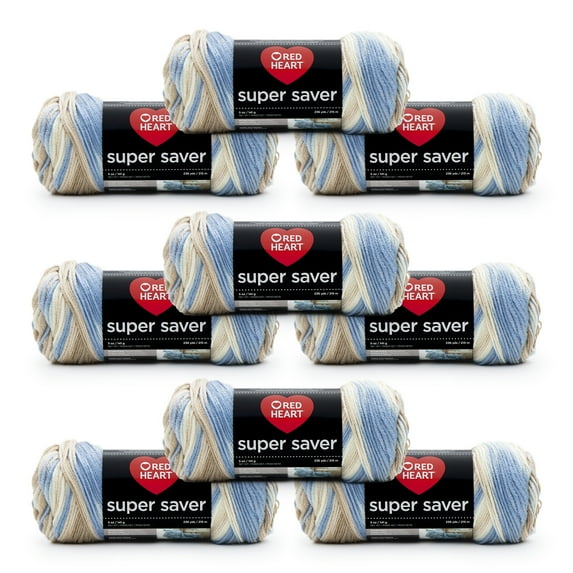 Red Heart® Super Saver® #4 Medium Acrylic Yarn, Mirage 5oz/142g, 236 Yards (9 Pack)