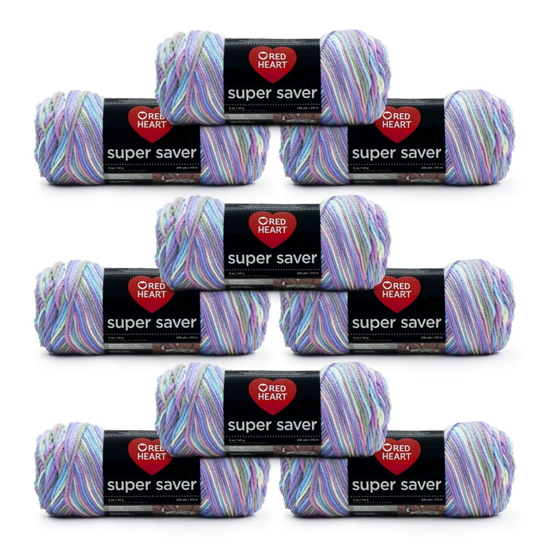 Red Heart Super Saver #4 Medium Acrylic Yarn, Monet 5oz/142g, 236 Yards (9 Pack)