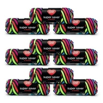 Red Heart® Super Saver® #4 Medium Acrylic Yarn, Neon Stripes 5oz/142g, 236 Yards (9 Pack)