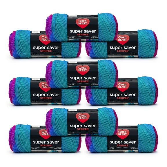 Red Heart® Super Saver® #4 Medium Acrylic Yarn, Polo Stripe 5oz/142g, 236 Yards (9 Pack)