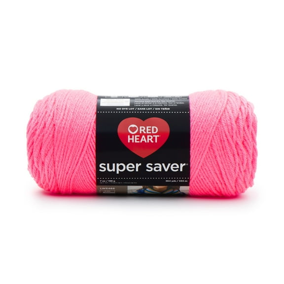Red Heart® Super Saver® 4 Medium Acrylic Yarn, Pretty N' Pink 7oz/198g, 364 Yards