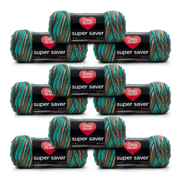 Red Heart® Super Saver® #4 Medium Acrylic Yarn, Reef 5oz/142g, 236 Yards (9 Pack)